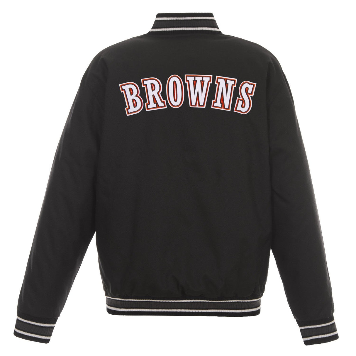 CLEVELAND BROWNS POLY TWILL VARSITY JACKET - BLACK