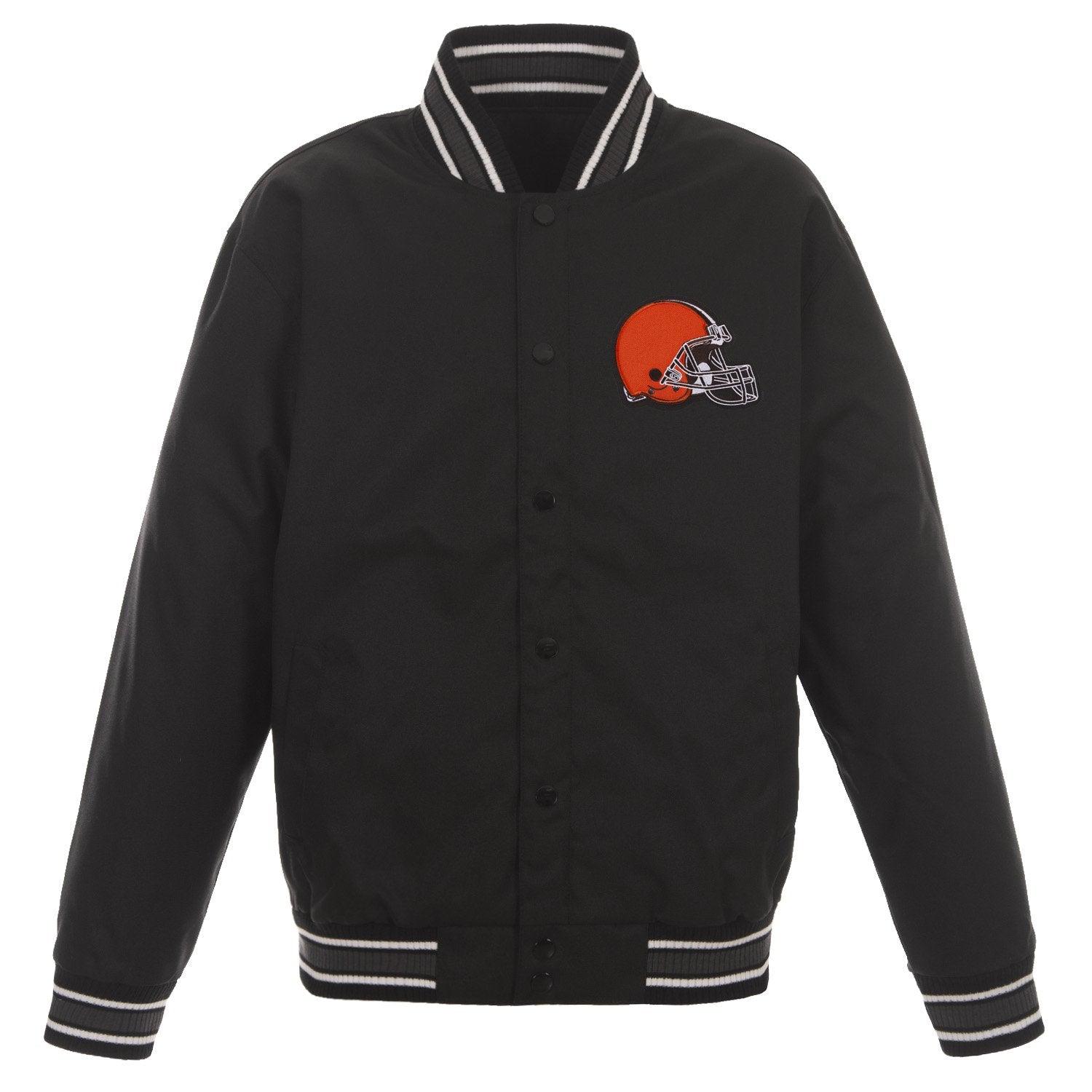 CLEVELAND BROWNS POLY TWILL VARSITY JACKET - BLACK