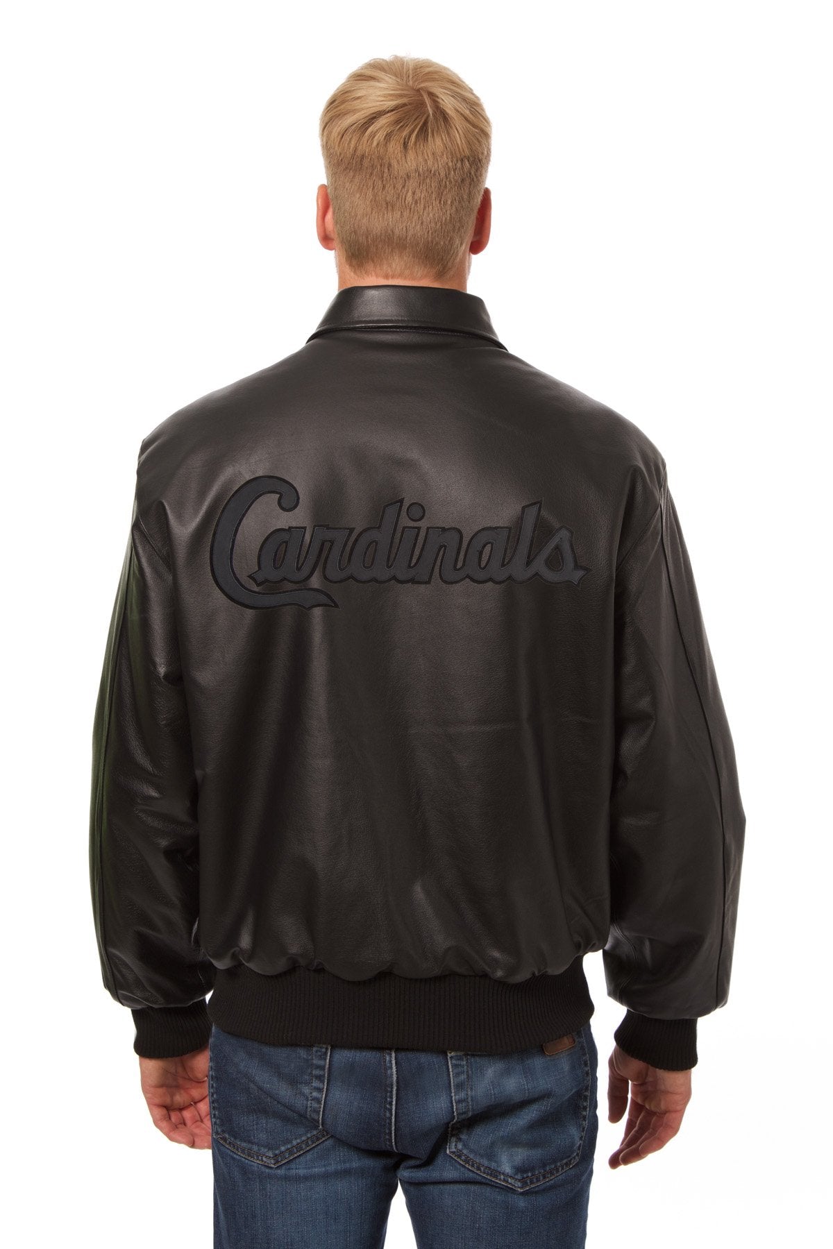 ST. LOUIS CARDINALS FULL LEATHER JACKET - BLACK/BLACK
