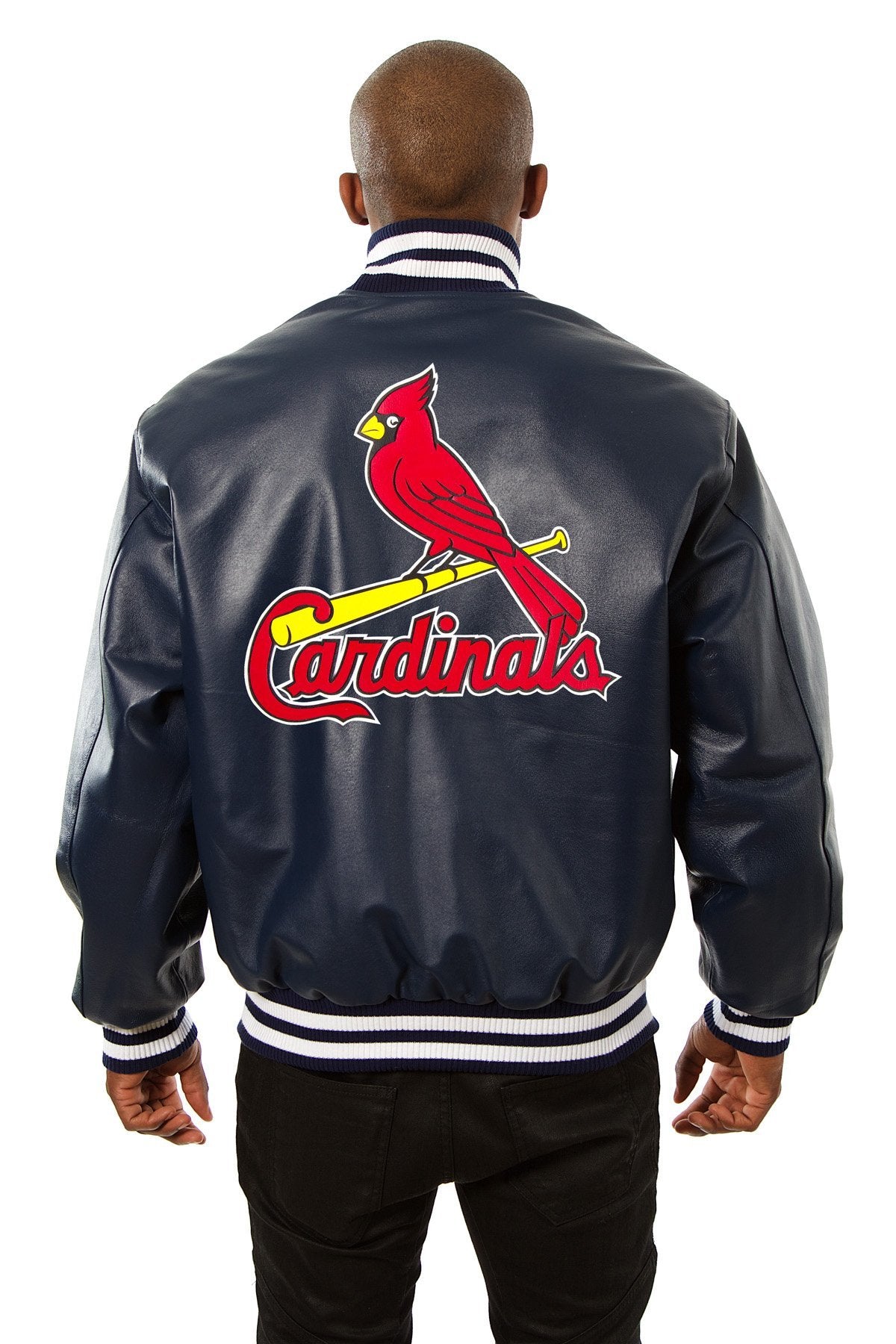 ST. LOUIS CARDINALS FULL LEATHER JACKET - NAVY