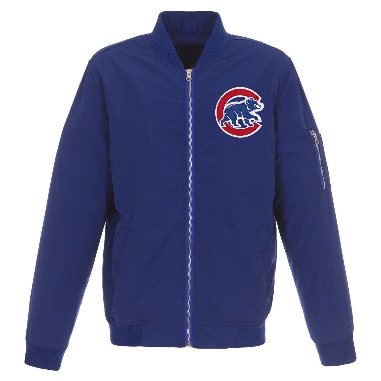 CHICAGO CUBS JH DESIGN LIGHTWEIGHT NYLON BOMBER JACKET – ROYAL