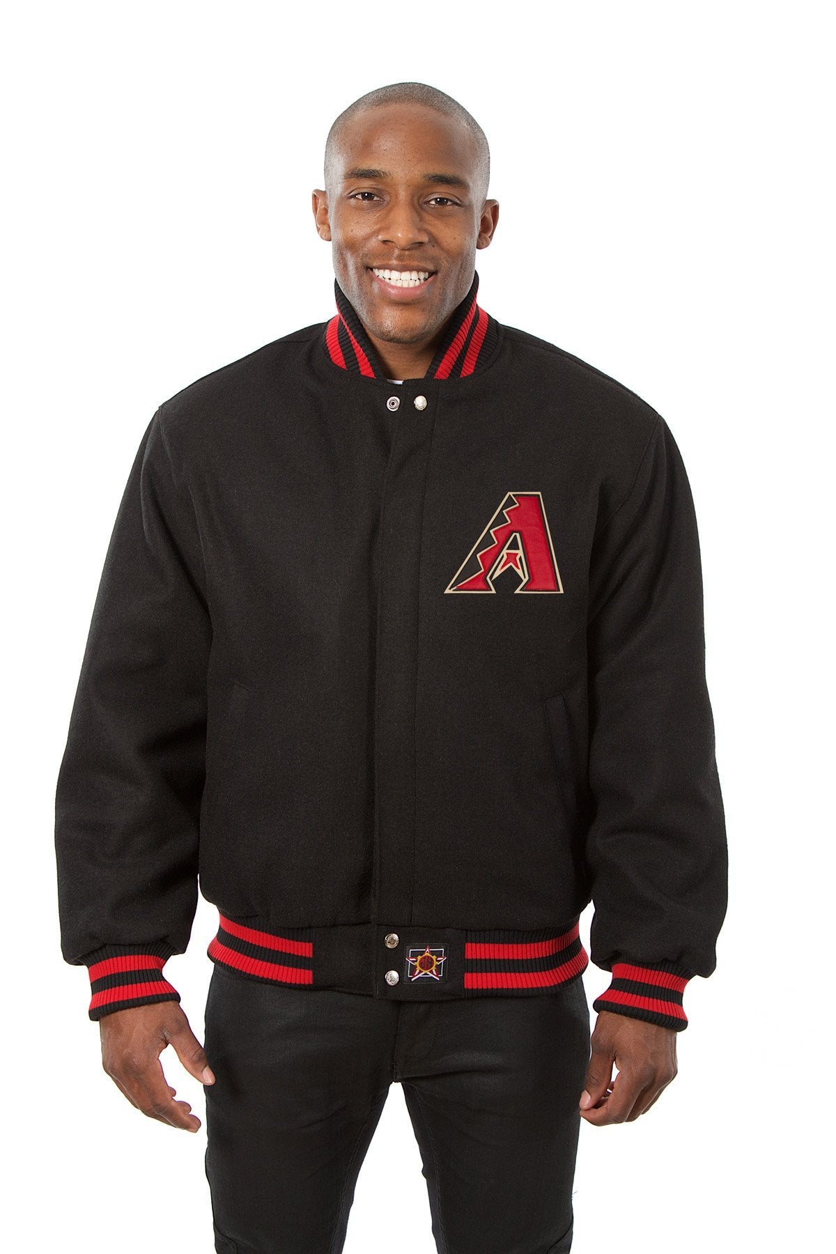 ARIZONA DIAMONDBACKS WOOL JACKET W/ HANDCRAFTED LEATHER LOGOS - BLACK
