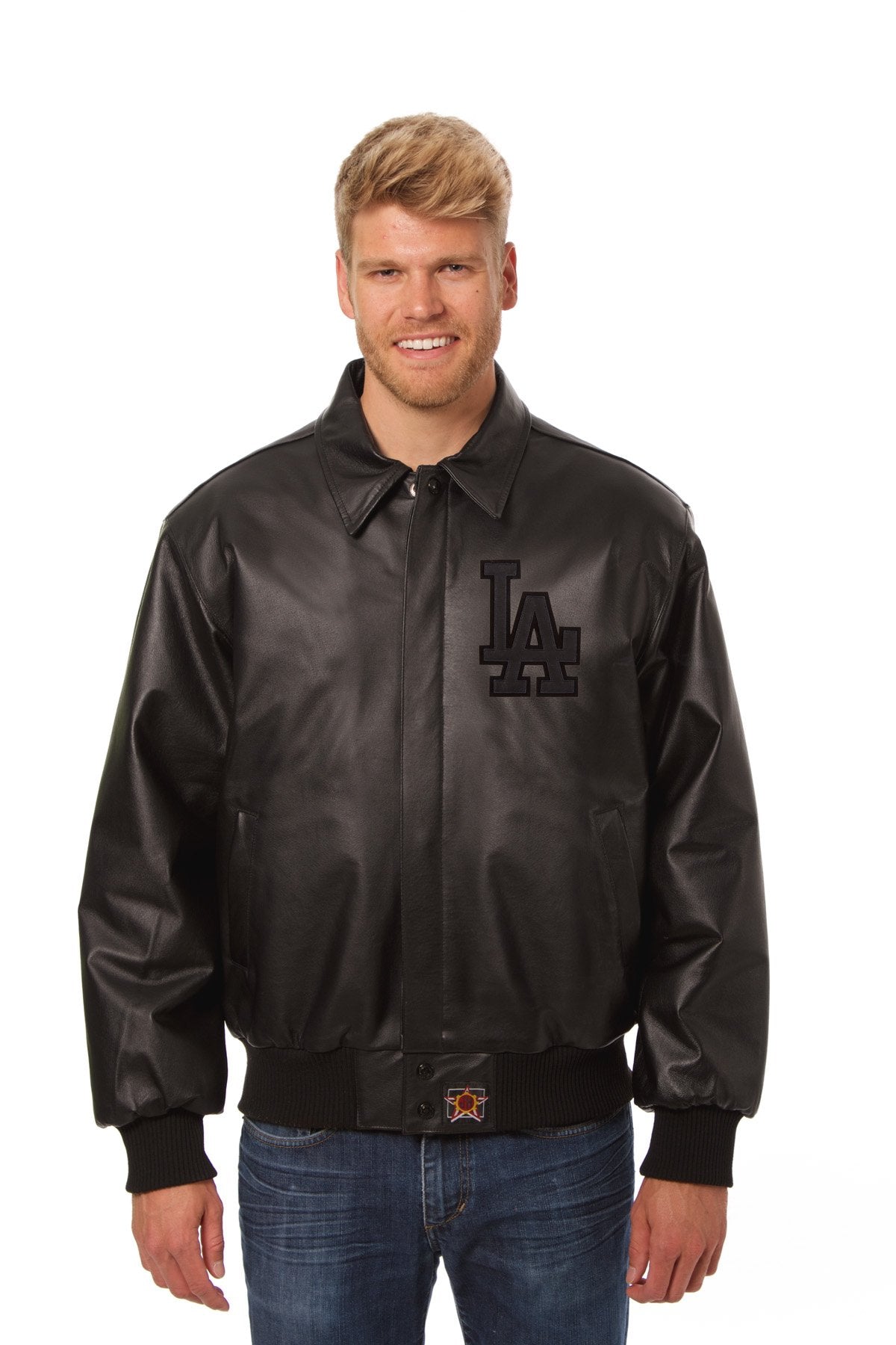 LOS ANGELES DODGERS FULL LEATHER JACKET - BLACK/BLACK