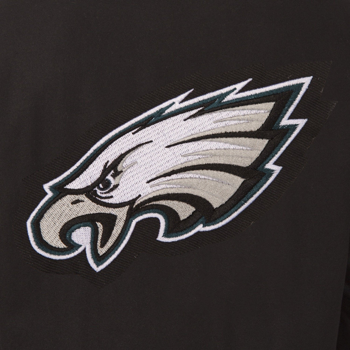 PHILADELPHIA EAGLES WOOL & LEATHER REVERSIBLE JACKET W/ EMBROIDERED LOGOS - BLACK
