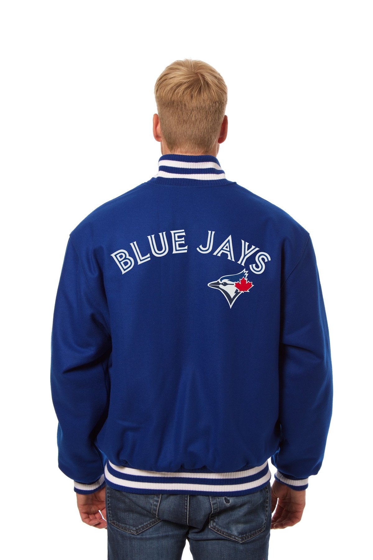 TORONTO BLUE JAYS WOOL JACKET W/ HANDCRAFTED LEATHER LOGOS - ROYAL