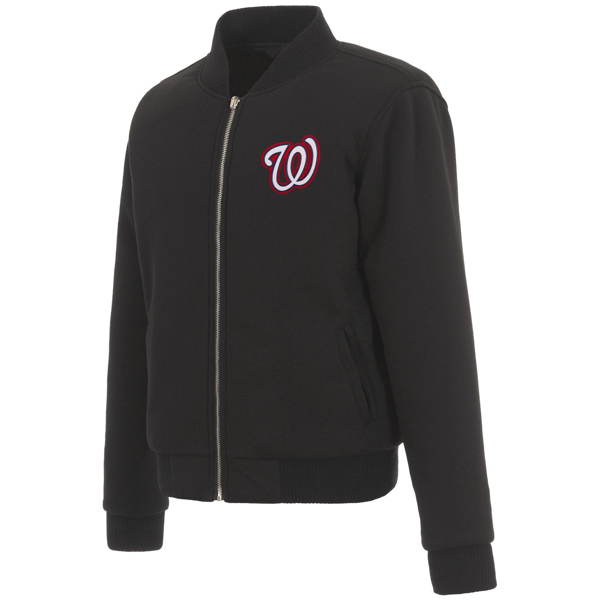 WASHINGTON NATIONALS JH DESIGN REVERSIBLE WOMEN FLEECE JACKET - BLACK