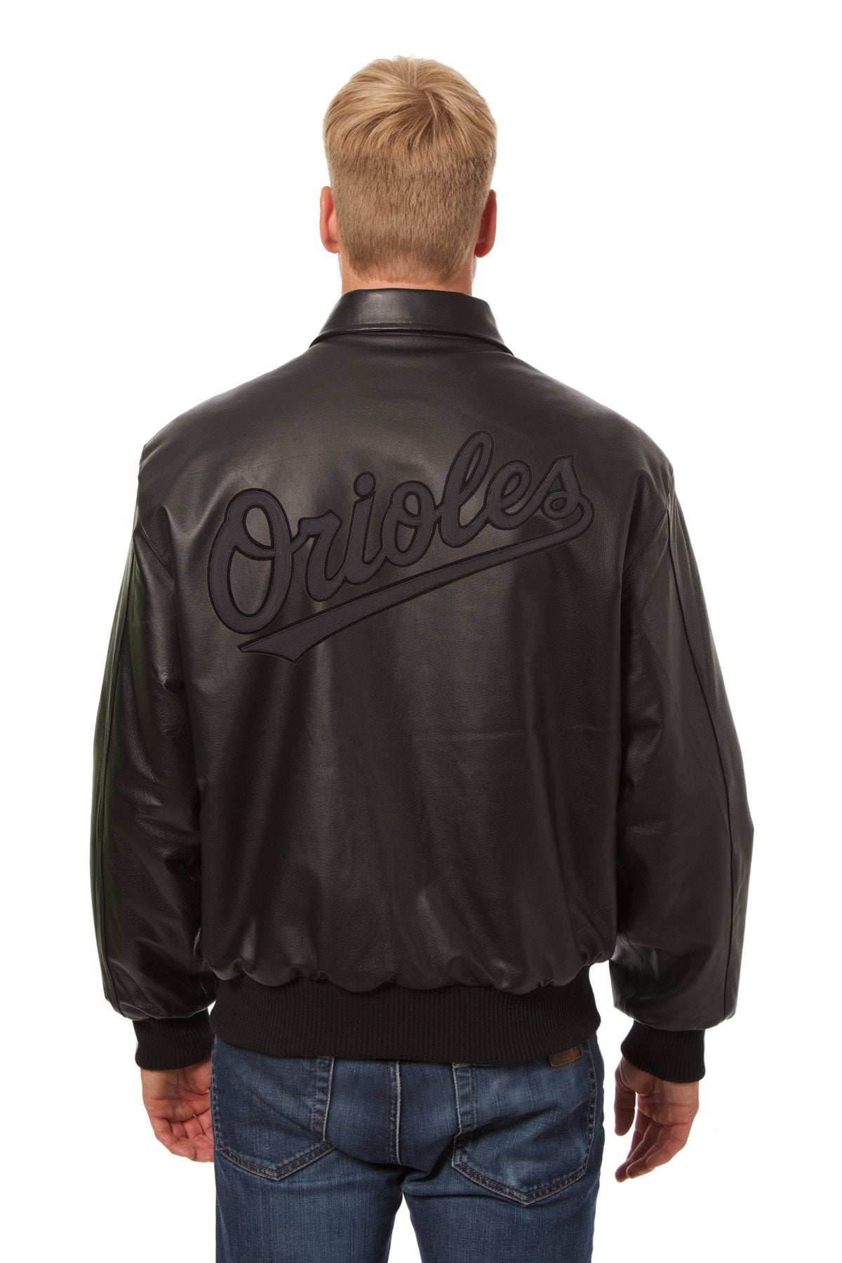 BALTIMORE ORIOLES FULL LEATHER JACKET - BLACK/BLACK