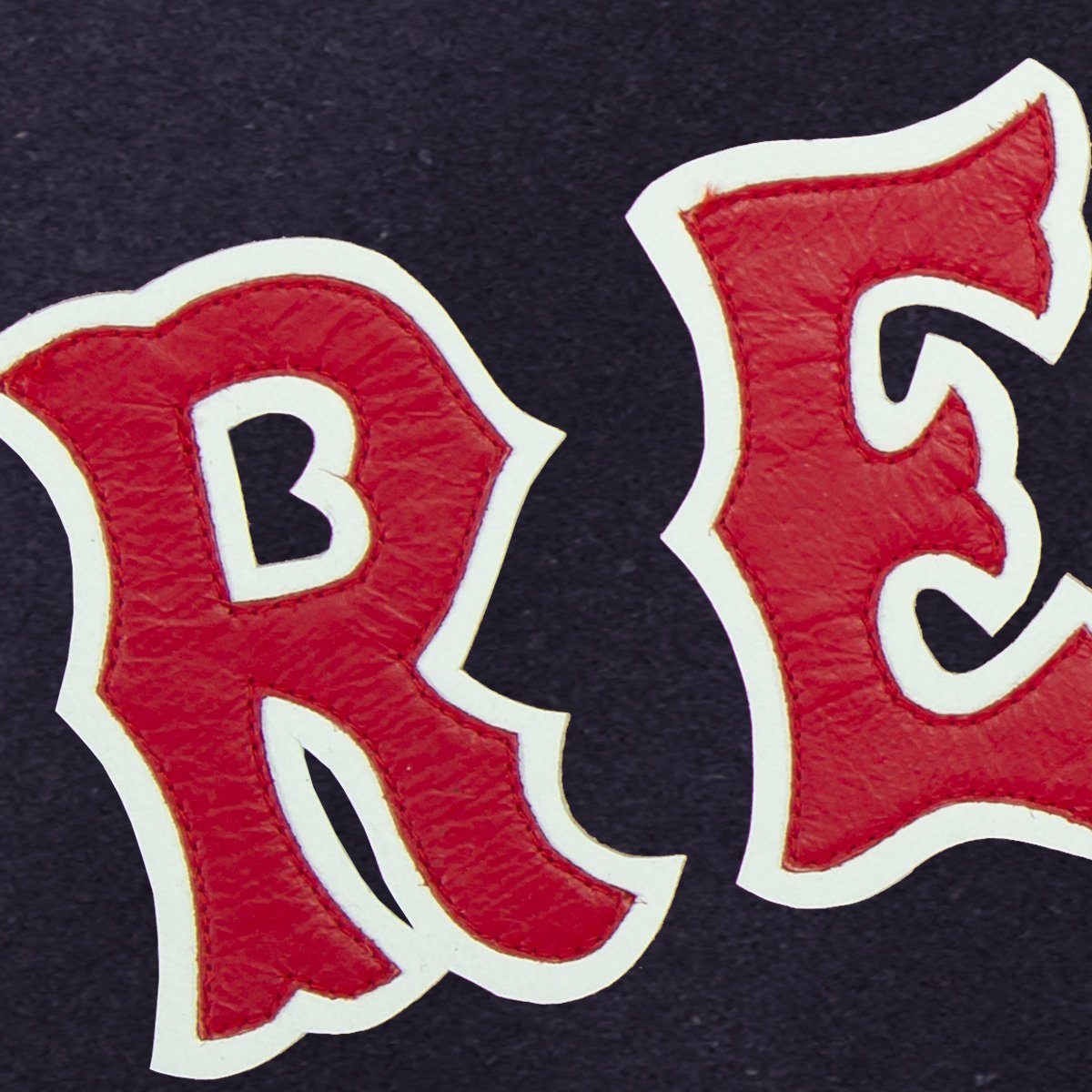 BOSTON RED SOX TWO-TONE WOOL JACKET W/ HANDCRAFTED LEATHER LOGOS - NAVY/RED