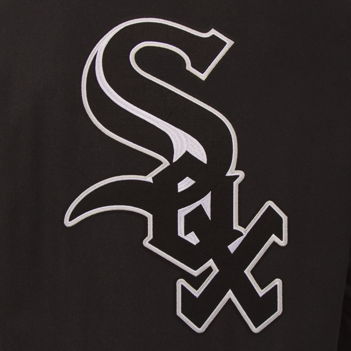 CHICAGO WHITE SOX WOOL & LEATHER REVERSIBLE JACKET W/ EMBROIDERED LOGOS - BLACK