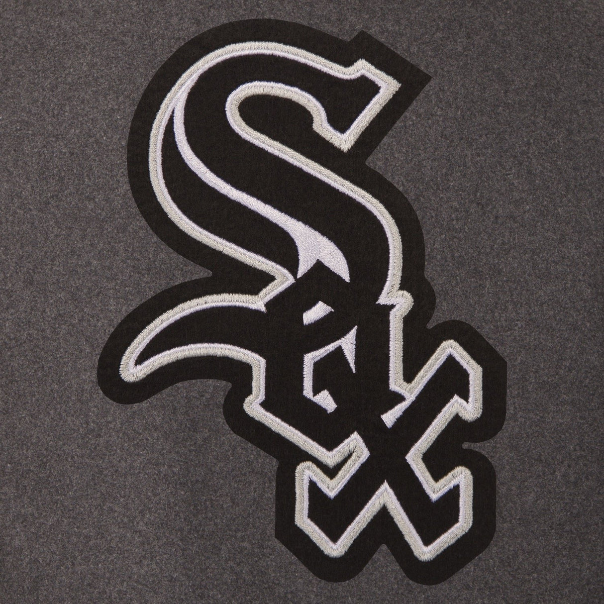 CHICAGO WHITE SOX WOOL & LEATHER REVERSIBLE JACKET W/ EMBROIDERED LOGOS - CHARCOAL/BLACK