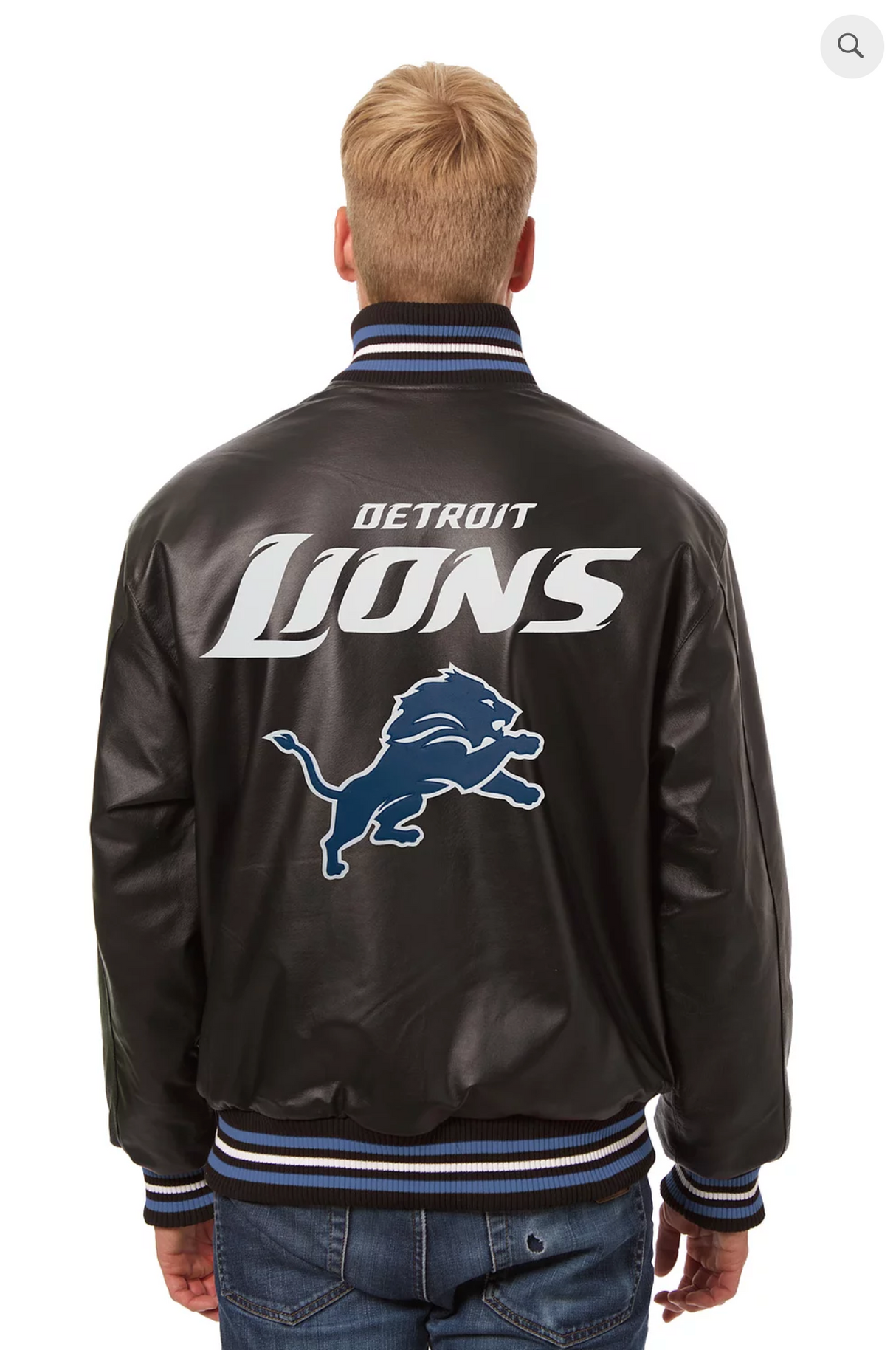 Detroit Lions Hand Crafted Leather Solid Team Jacket