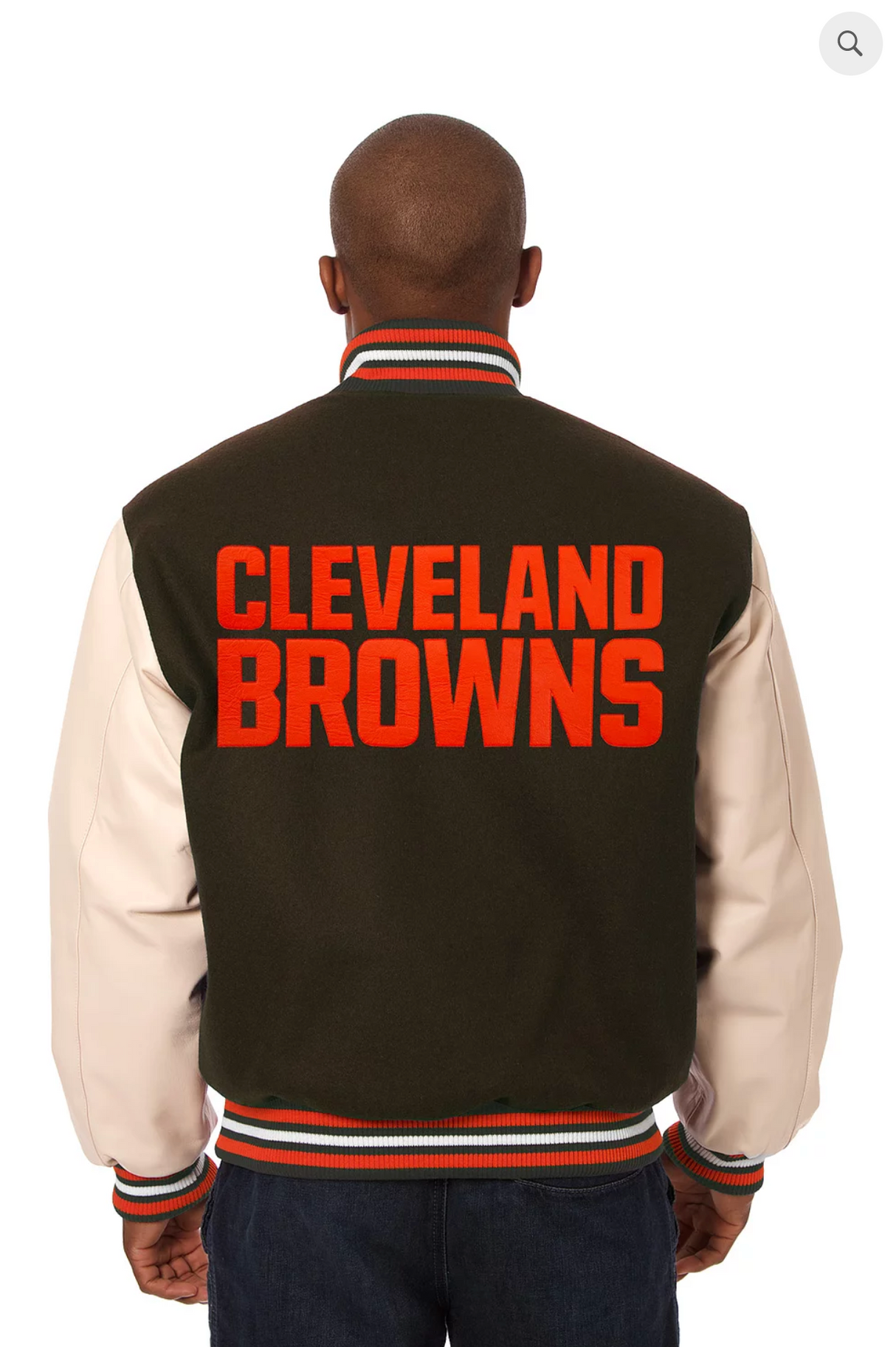 Cleveland Browns Wool and Leather Varsity Jacket with Back Logo