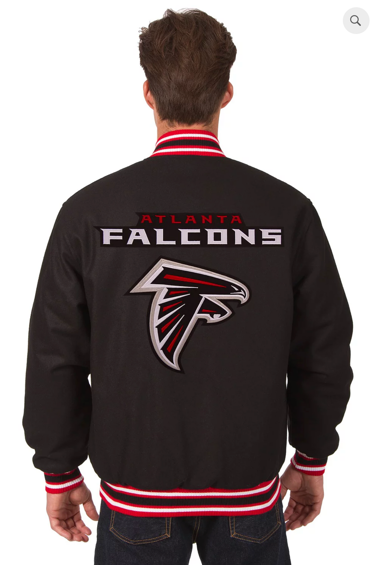 Atlanta Falcons Reversible Wool Varsity Jacket With Back Logo & Red Trimming