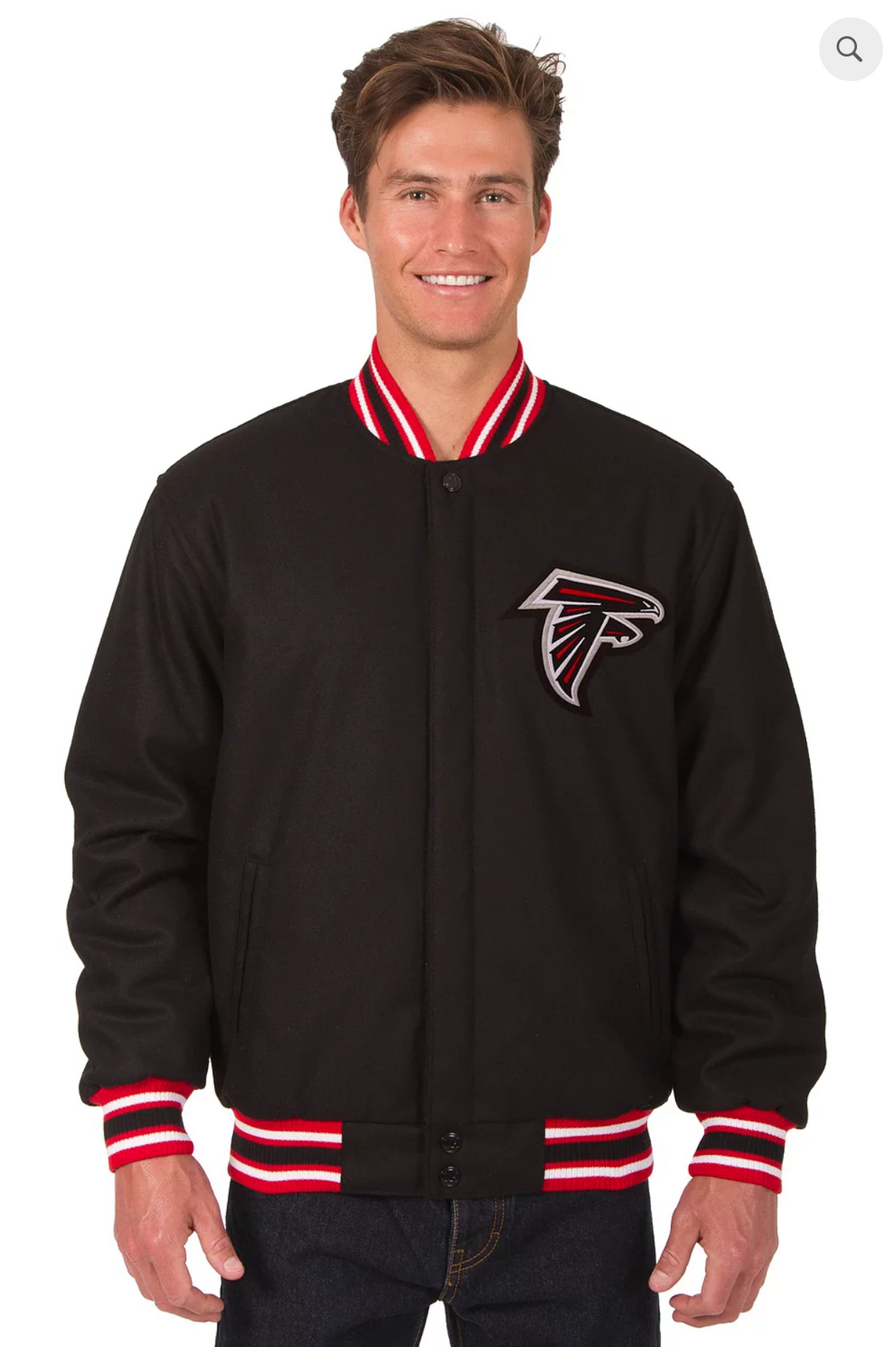 Atlanta Falcons Reversible Wool Varsity Jacket With Back Logo & Red Trimming