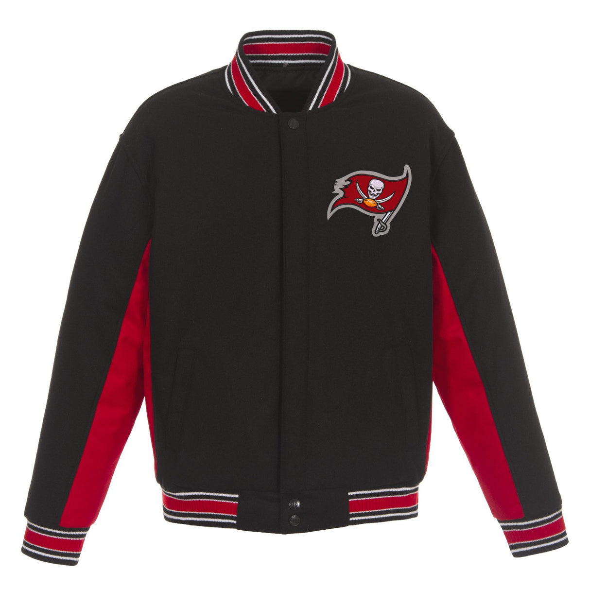 TAMPA BAY BUCCANEERS JH DESIGN WOOL REVERSIBLE FULL-SNAP JACKET – BLACK