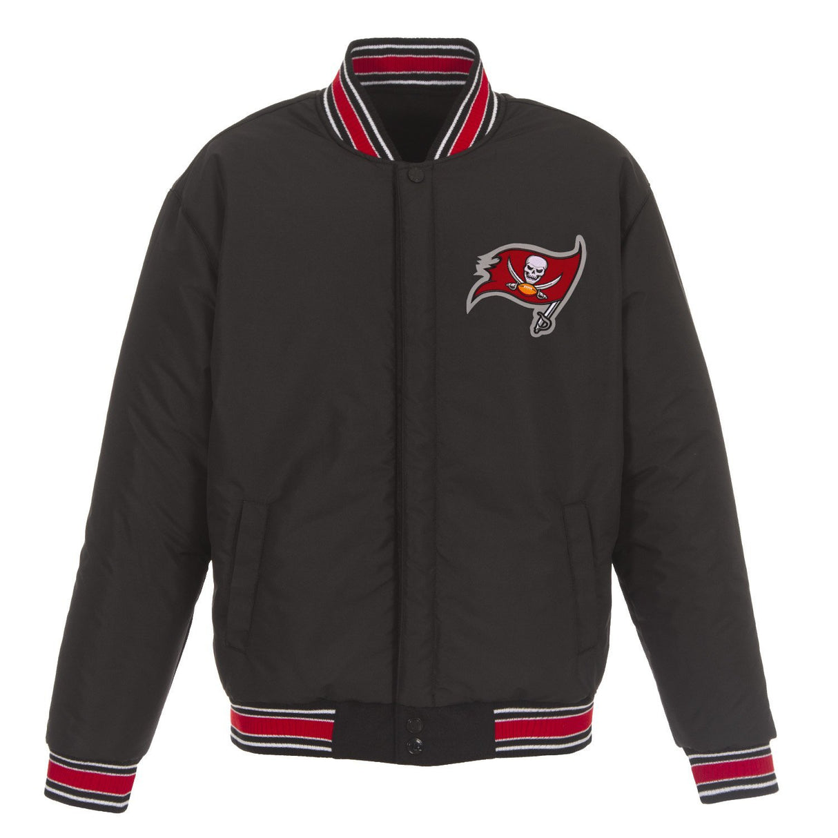 TAMPA BAY BUCCANEERS JH DESIGN WOOL REVERSIBLE FULL-SNAP JACKET – BLACK