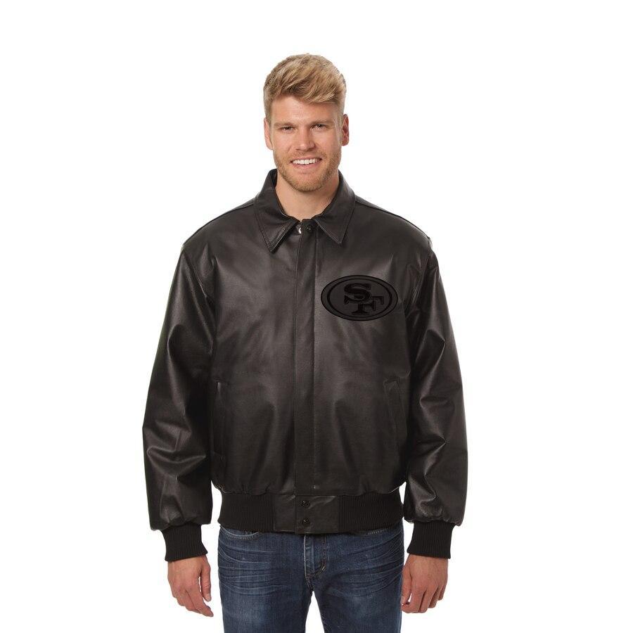 SAN FRANCISCO 49ERS JH DESIGN ALL LEATHER JACKET - BLACK/RED