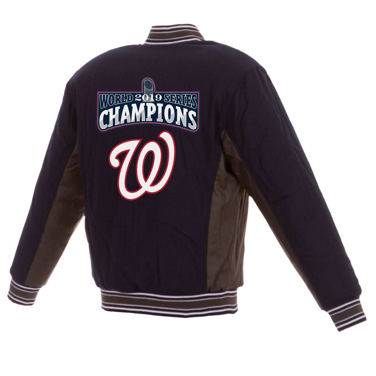 WASHINGTON NATIONALS JH DESIGN 2019 WORLD SERIES CHAMPIONS FULL-SNAP WOOL JACKET - NAVY
