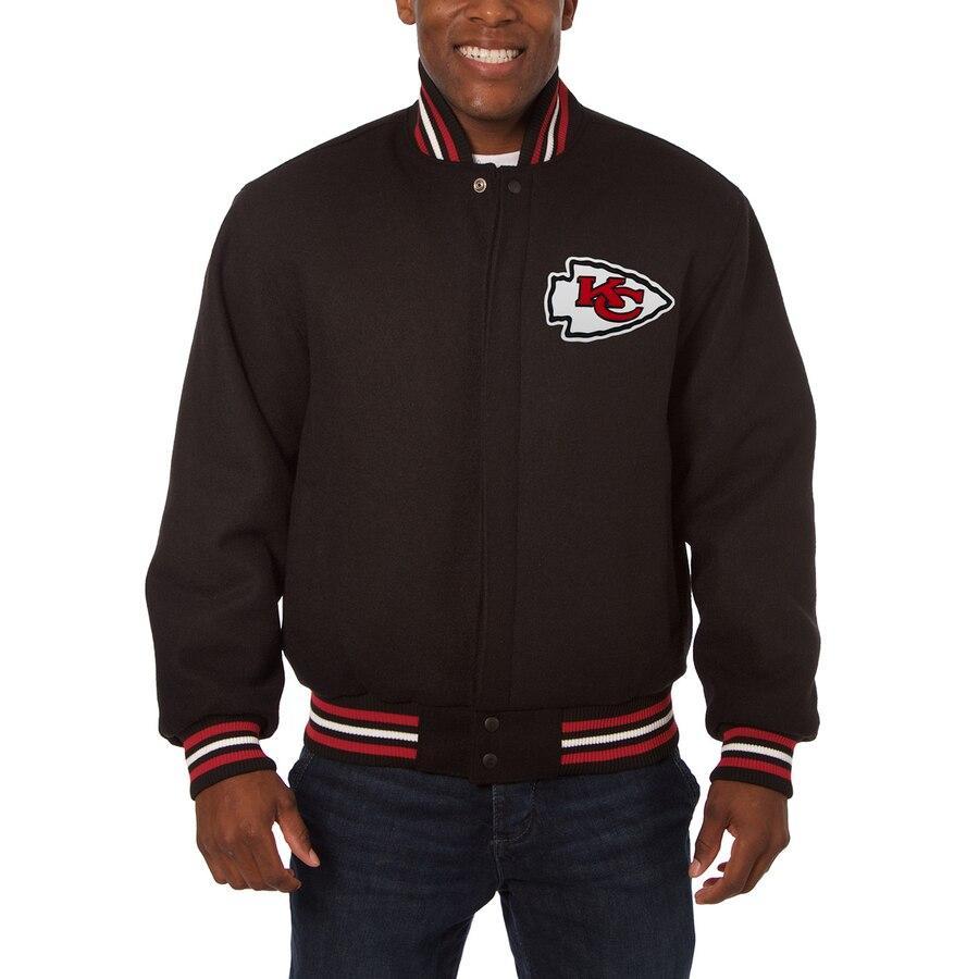 KANSAS CITY CHIEFS JH DESIGN WOOL FULL-SNAP JACKET - BLACK