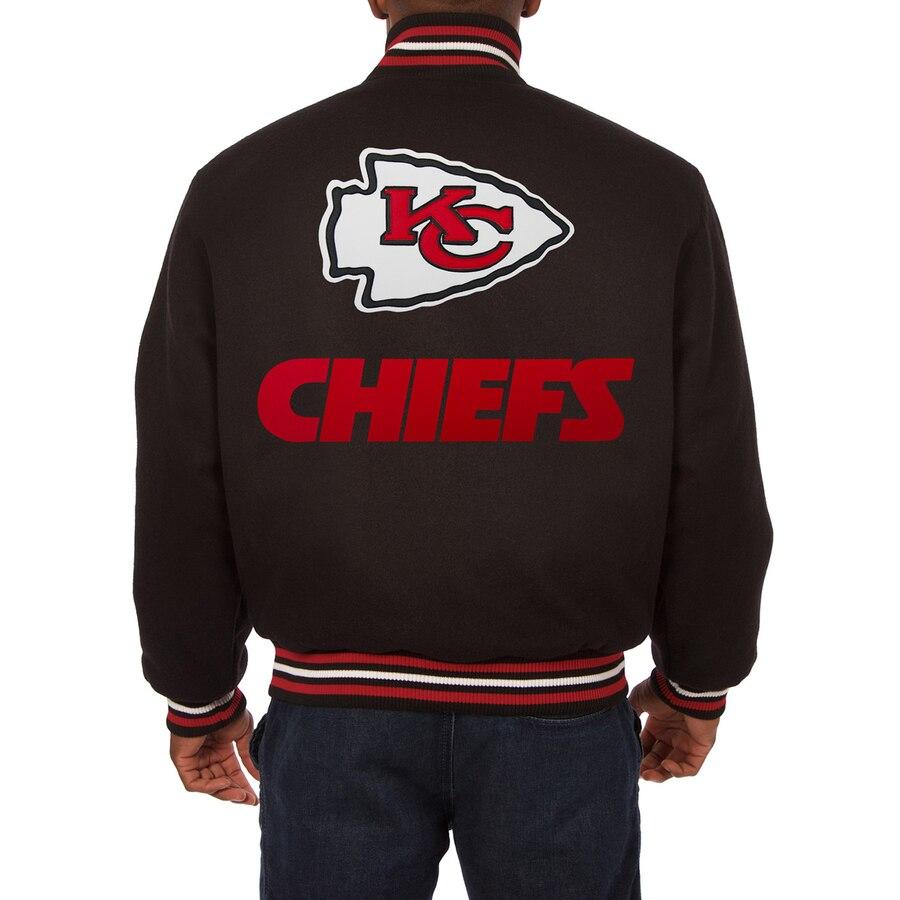 KANSAS CITY CHIEFS JH DESIGN WOOL FULL-SNAP JACKET - BLACK