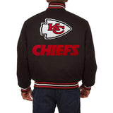KANSAS CITY CHIEFS JH DESIGN WOOL FULL-SNAP JACKET - BLACK