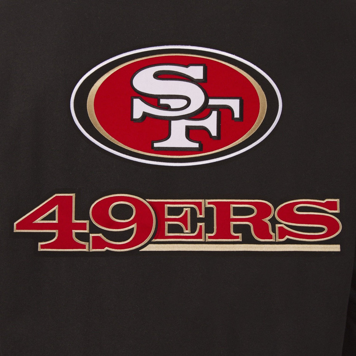 SAN FRANCISCO 49ERS WOOL & LEATHER REVERSIBLE JACKET W/ EMBROIDERED LOGOS - BLACK