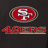 SAN FRANCISCO 49ERS WOOL & LEATHER REVERSIBLE JACKET W/ EMBROIDERED LOGOS - BLACK