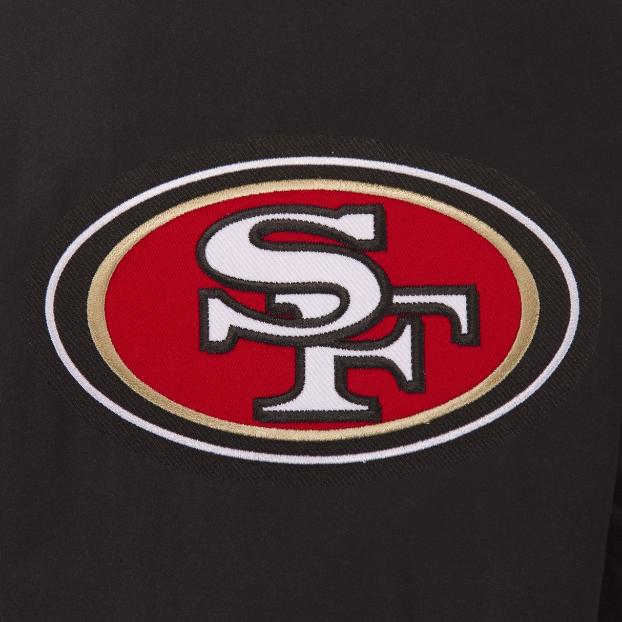 SAN FRANCISCO 49ERS WOOL & LEATHER REVERSIBLE JACKET W/ EMBROIDERED LOGOS - BLACK