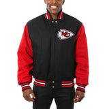 KANSAS CITY CHIEFS JH DESIGN WOOL FULL-SNAP JACKET - BLACK/SCARLET