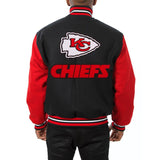 KANSAS CITY CHIEFS JH DESIGN WOOL FULL-SNAP JACKET - BLACK/SCARLET