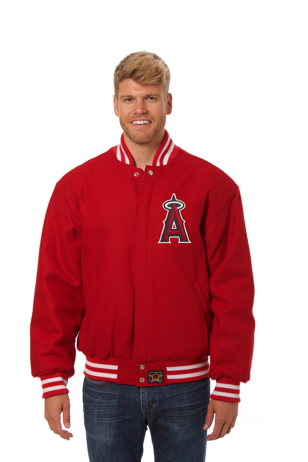 LOS ANGELES ANGELS WOOL JACKET W/ HANDCRAFTED LEATHER LOGOS - RED