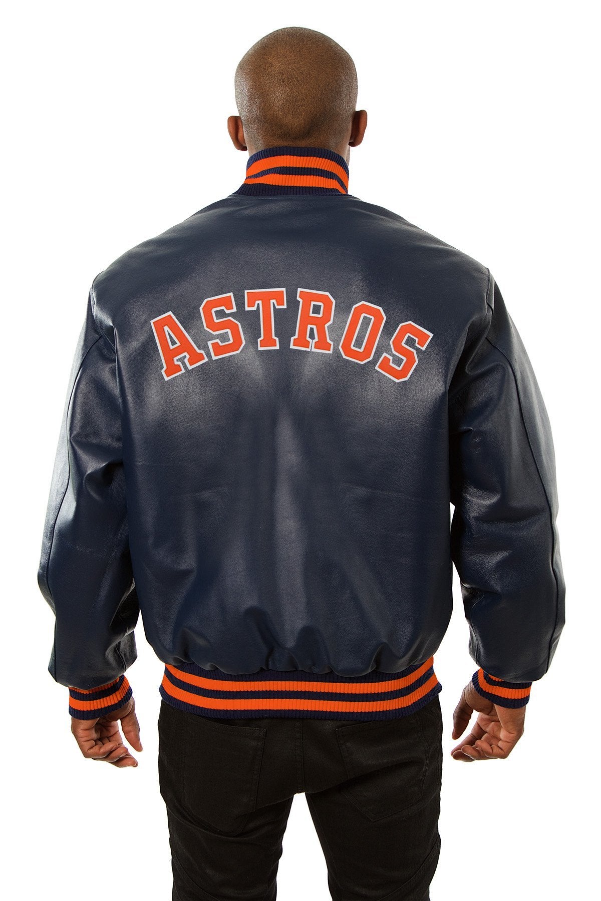 HOUSTON ASTROS FULL LEATHER JACKET - NAVY