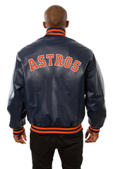 HOUSTON ASTROS FULL LEATHER JACKET - NAVY