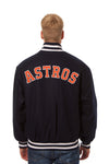 HOUSTON ASTROS WOOL JACKET W/ HANDCRAFTED LEATHER LOGOS - NAVY