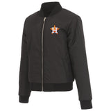 HOUSTON ASTROS JH DESIGN REVERSIBLE WOMEN FLEECE JACKET - BLACK
