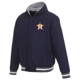 HOUSTON ASTROS TWO-TONE REVERSIBLE FLEECE HOODED JACKET - NAVY/GREY