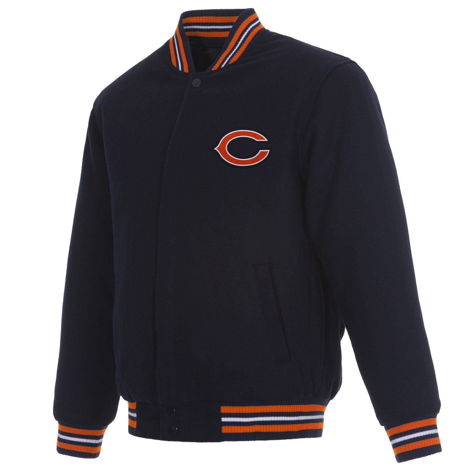 CHICAGO BEARS REVERSIBLE WOOL JACKET - NAVY