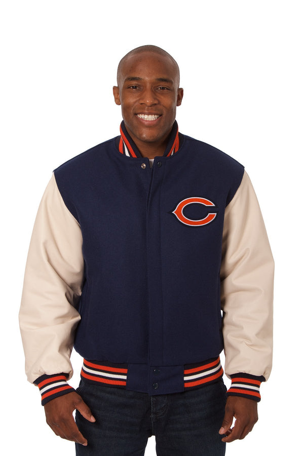 Chicago Bears Embroidered Wool and Leather Jacket