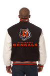 CINCINNATI BENGALS TWO-TONE WOOL AND LEATHER JACKET - BLACK/WHITE