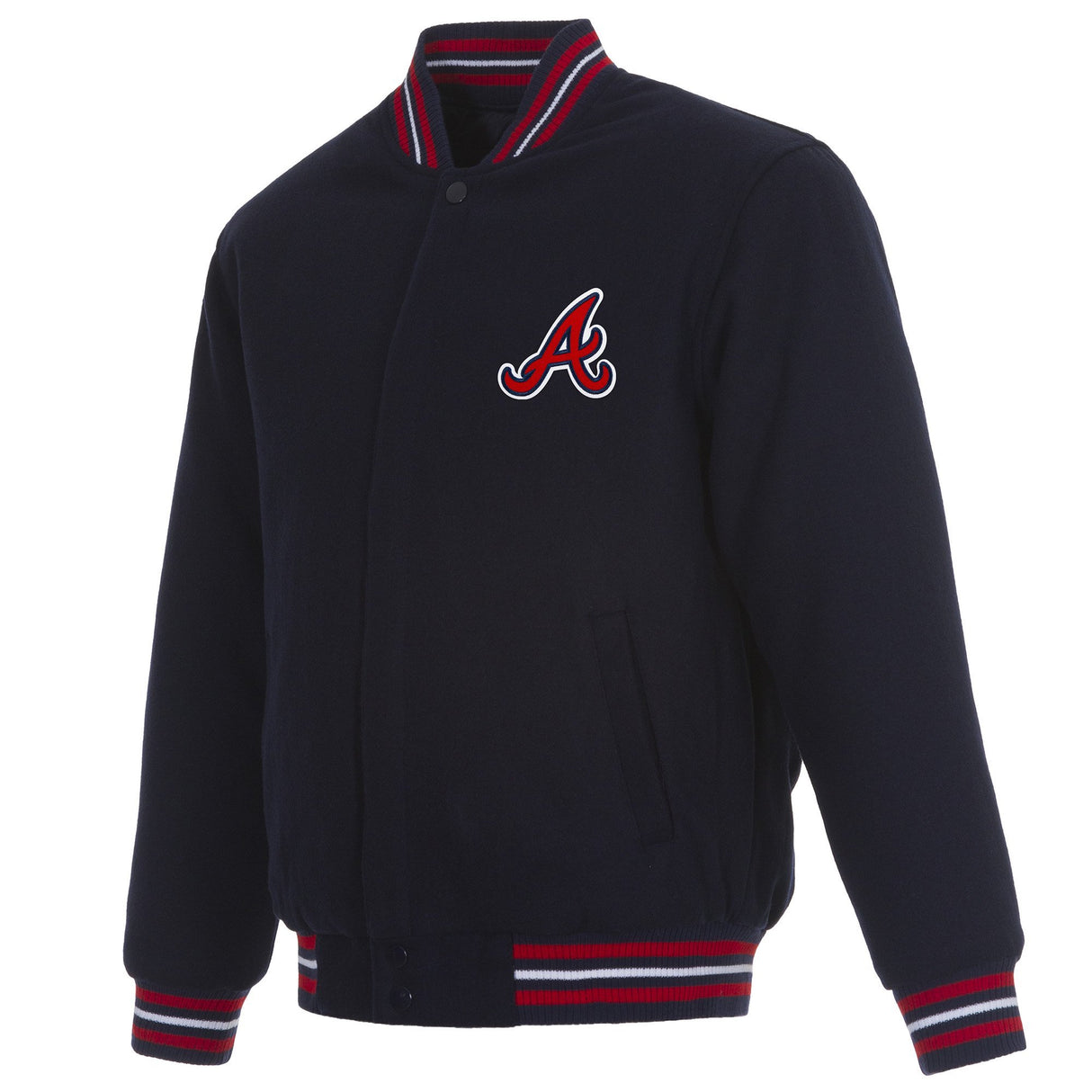 ATLANTA BRAVES REVERSIBLE WOOL JACKET - NAVY