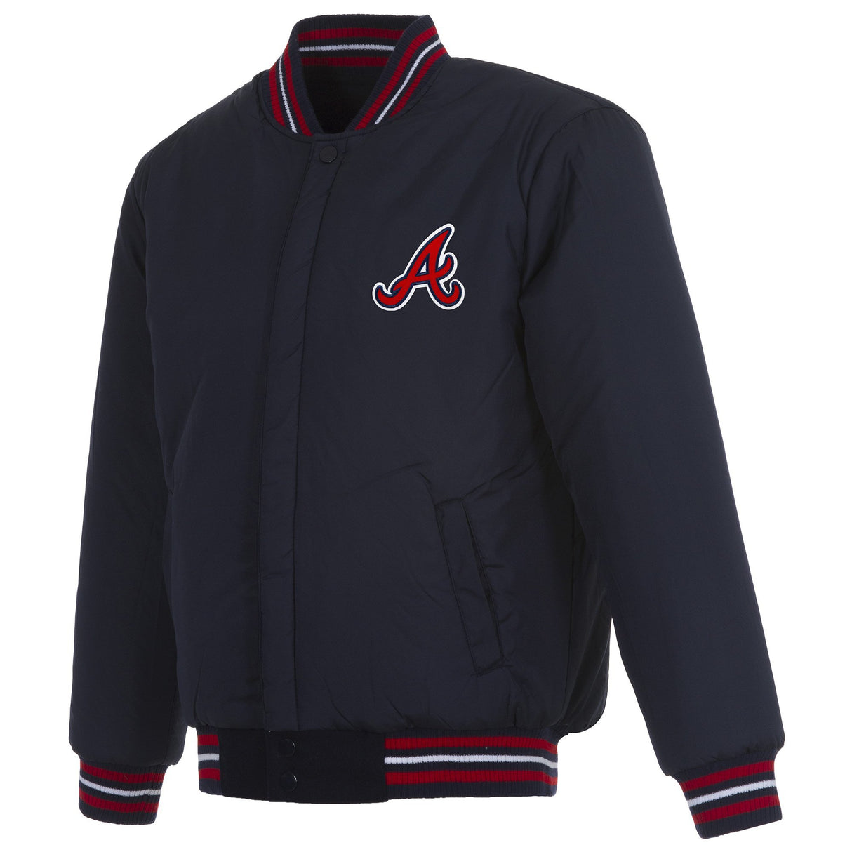 ATLANTA BRAVES REVERSIBLE WOOL JACKET - NAVY