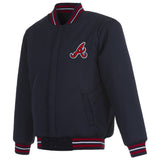ATLANTA BRAVES REVERSIBLE WOOL JACKET - NAVY