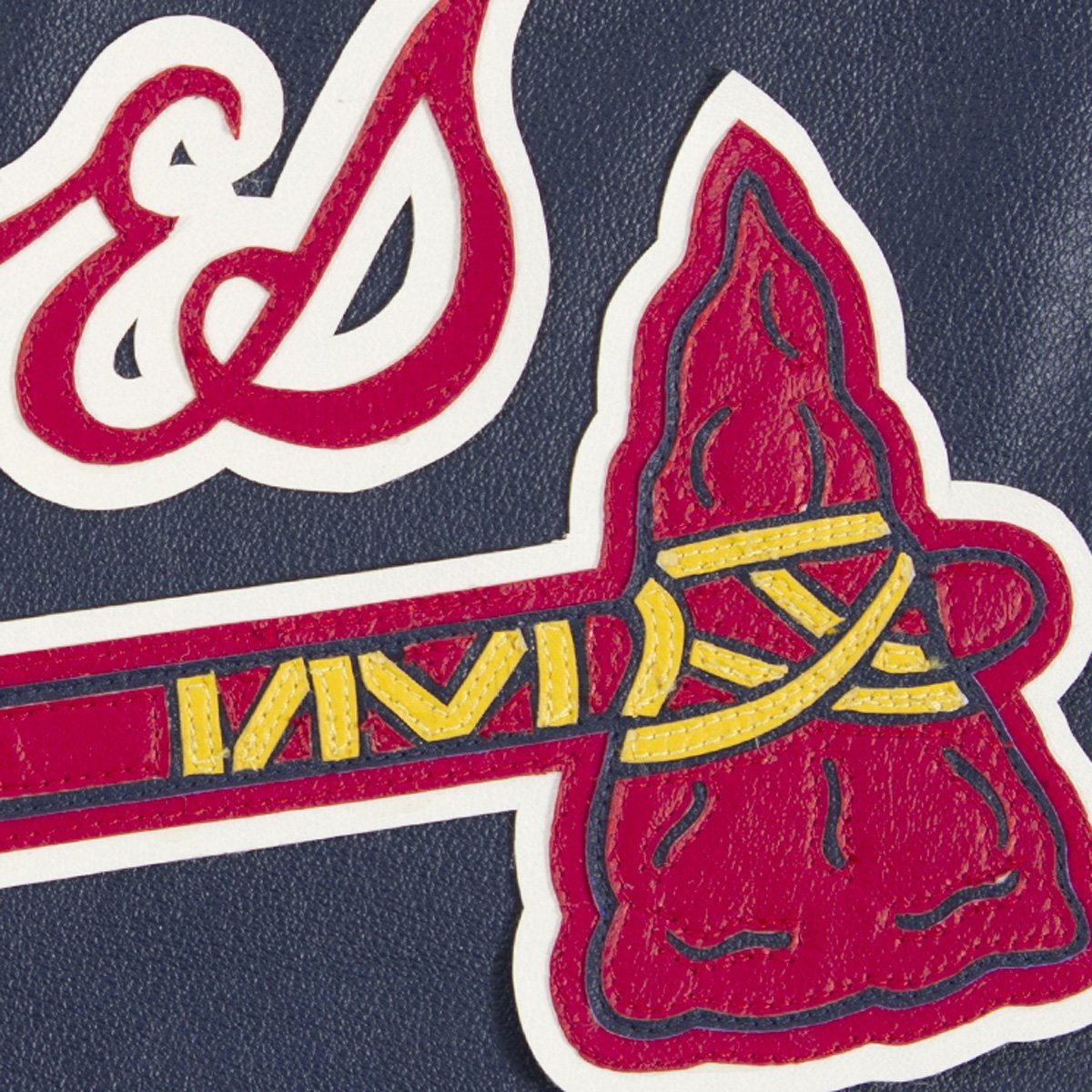 ATLANTA BRAVES FULL LEATHER JACKET - NAVY