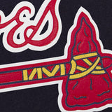 ATLANTA BRAVES TWO-TONE WOOL JACKET W/ HANDCRAFTED LEATHER LOGOS - NAVY/RED