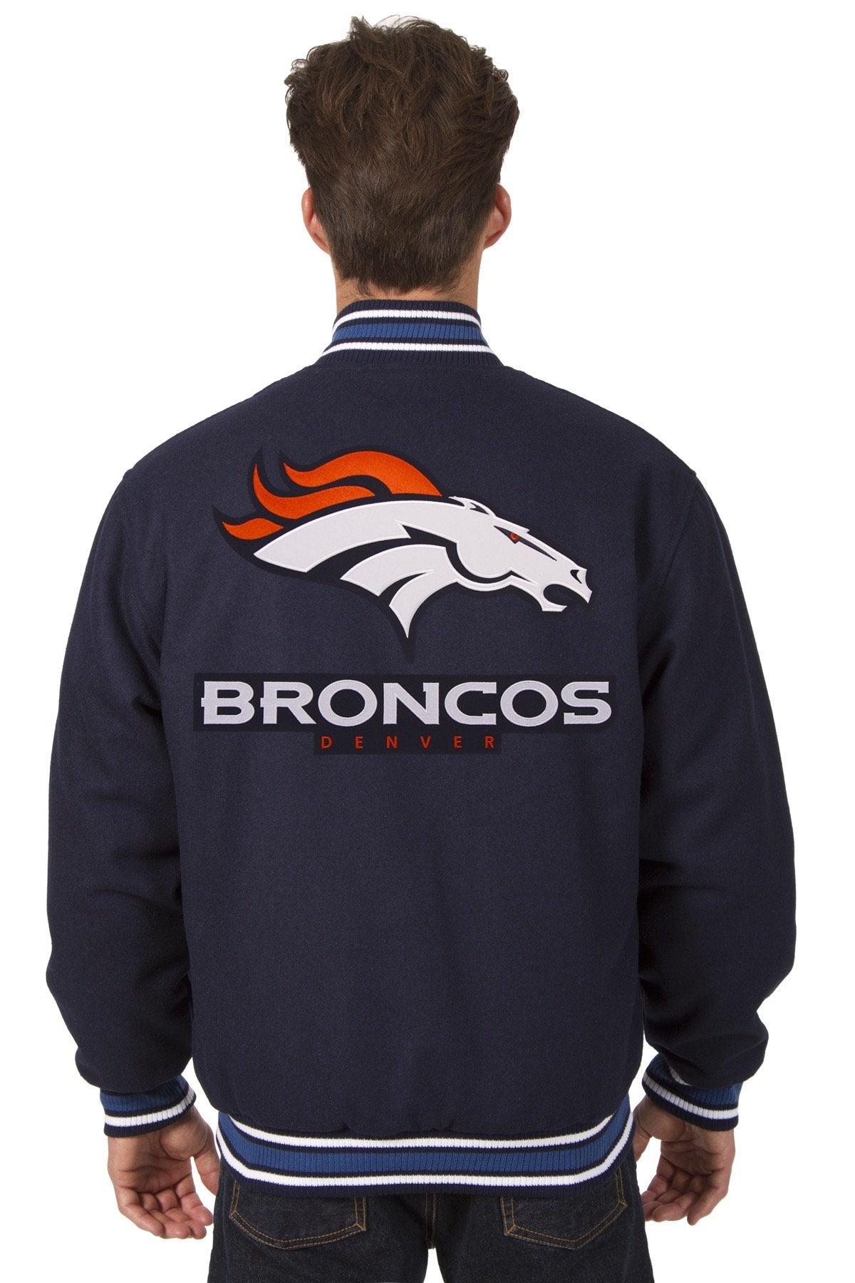 Denver Broncos All-Wool Reversible Jacket (Front and Back Logos)