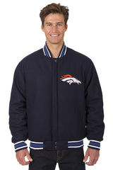 Denver Broncos All-Wool Reversible Jacket (Front and Back Logos)