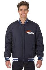 Denver Broncos All-Wool Reversible Jacket (Front and Back Logos)