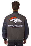 Denver Broncos Reversible Wool and Leather Jacket (Front and Back Logos)