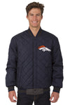 Denver Broncos Reversible Wool and Leather Jacket (Front and Back Logos)