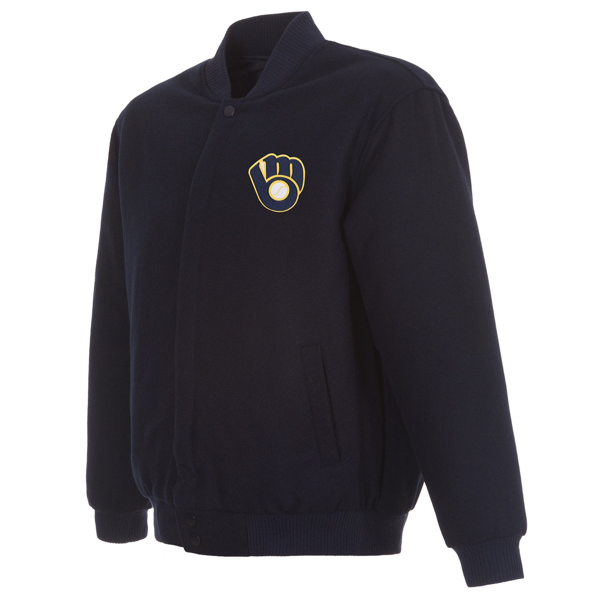 MILWAUKEE BREWERS REVERSIBLE WOOL JACKET - NAVY